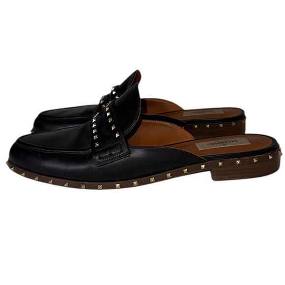 Valentino Garavani Rockstud Black Leather Mules Size 39 - Picture 4 of 14